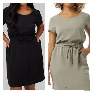 32 Degrees Women's Lightweight Twill Pocket Dress Black Green Summer Casual